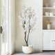 thumbnail image 3 of Árbol Sintético de Flor de Cerezo Blanco – 6.5 Pies (78 pulgadas) de Altura, Estilo Japonés, en Maceta, Decoración Realista Hecha a Mano, Planta Artificial Natural, 3 of 6