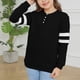 thumbnail image 3 of Gibobby blusas aesthetic Camiseta básica sólida con cuello redondo para niñas pequeñas para niños pequeños, blusa informal holgada de manga larga, camisetas （Negro， 6-7 Años), 3 of 4