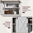 thumbnail image 4 of Merluxy 4 Pieces Farmhouse Living Room Table Sets, 66" Sliding Barn Door TV Stand, Coffee Table & 2 End Tables with Charging Station, Barnwood & White, 4 of 9