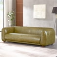 thumbnail image 3 of Pemberly Row Solid Wood Frame and Leather Upholstered Couch in Green, 3 of 7