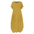 thumbnail image 4 of JBXKXYW Dresses for Women 2024 Women Casual Polka Dot Print Short Sleeve Round Neck Maxi Dress Dresses Maxi Dress Dressess (Yellow,M), 4 of 4