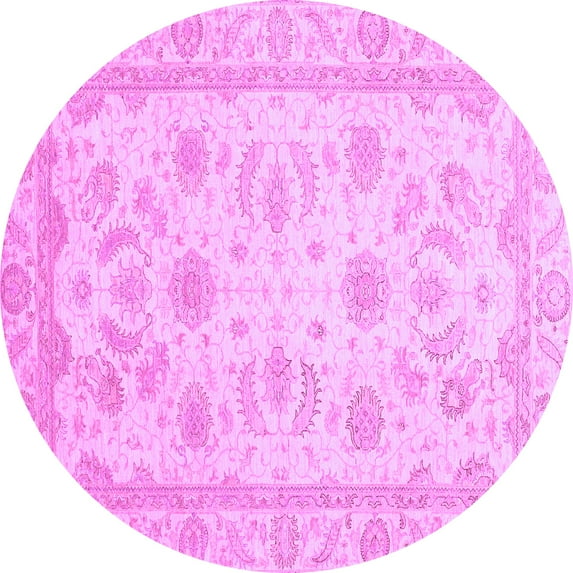 Ahgly Company Indoor Round Oriental Purple Modern Area Rugs, 8' Round