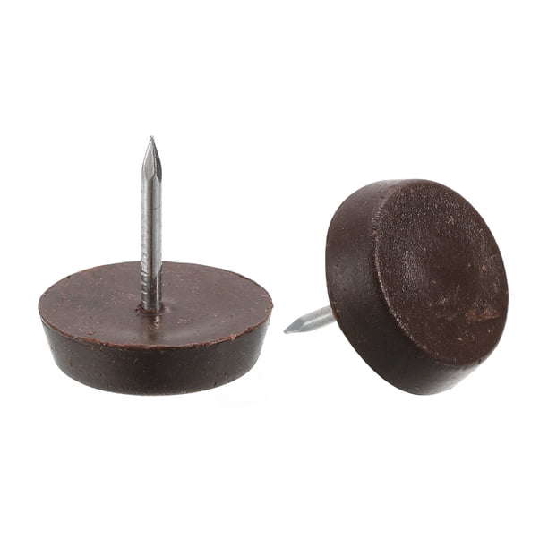 Uxcell deslizadores de muebles con clavos, paquete de 25, pies de muebles de plástico de 19 mm, marrón, 25