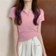 thumbnail image 1 of mfyjkho Tops Para Salir, Camiseta Informal De Manga Corta Con Cuello En V Y Color Liso Para Mujer Tops Para Hacer Ejercicio Para Mujer Xxl, 1 of 3
