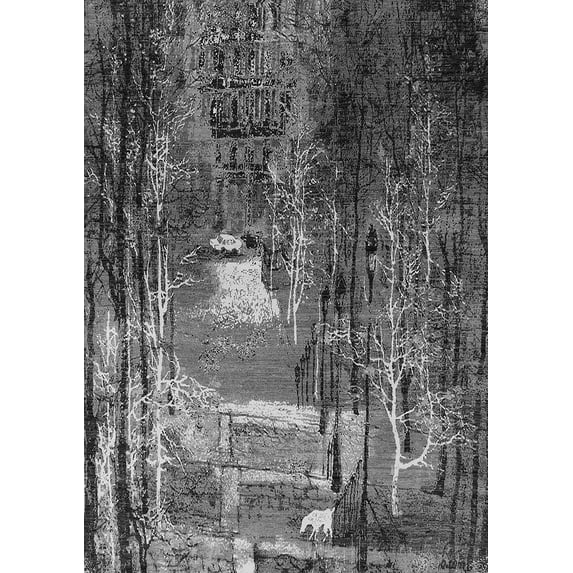 Ahgly Company Indoor Rectangle Oriental Gray Industrial Area Rugs, 7' x 10'