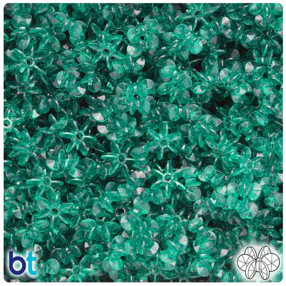 BeadTin Forest Green Transparent 10mm SunBurst Craft Beads (450pcs)