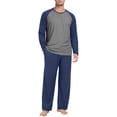 thumbnail image 3 of MINTREUS Men's Pajama Set Lightweight Sleepwear Long Sleeve Shirts and Bottoms Soft Comfy Pjs with Pockets S-4X, 3 of 6