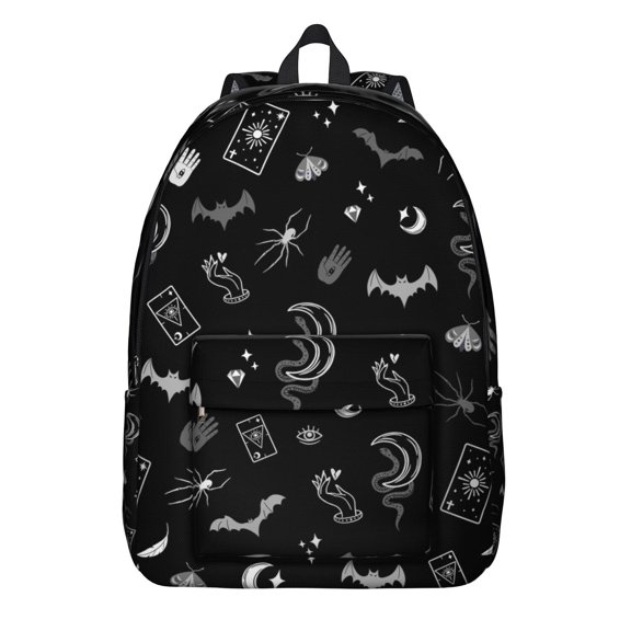 Gothic Starry Night Backpack, Lightweight School Bag Featuring Ethereal Moon and Astral Map Pattern