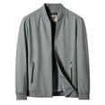thumbnail image 3 of FRSASU Men's Comfortable Loose Coat Business Casual Stand Collar Zipper Jacket for Casual Outdoor Bike Outerwear Gray, 3 of 5