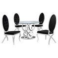 thumbnail image 1 of Silver Stainless Steel 5 Piece Dining Set with Round Clear Glass Table, 1 of 4