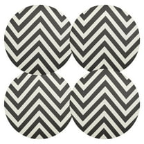 Ryvnso Black and White Lines Round Plate Mats Dining Table Placemat Set of 4 for Holiday Decoration