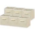 thumbnail image 1 of SimpleHouseware Storage Bin Cube Foldable Organizer, Beige - Pack of 6 Beige, 1 of 6