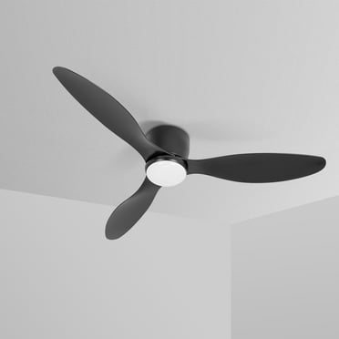 Wozzio 52 inch Ceiling Fan with Light and Remote, 3CCT Dimmable LED Light, 3 Black ABS Blades, Indoor & Outdoor