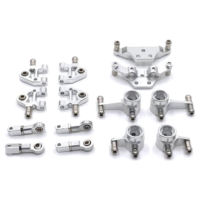 Tholdsy Brazo de choque TowerSteering Hub Cup Set para 1/28 Wltoys K969 RC coche inferior brazos superiores aleación de aluminio RC Kits de construcción modelo plata