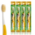 thumbnail image 1 of MOUTHWATCHERS Dr Plotkas Cepillos de dientes extra suaves para niños Cepillos de dientes con hilo dental manual | Cepillos de dientes Ultra Clean Nano | Paquete de 4 - Cepillos de dientes amarillos pa, 1 of 6