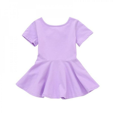 

Oaktree 4 Colors 1-4T Baby Girls Casual Cute Short Sleeve Dress Girls Solid Color Dresses Hot Sale