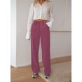 thumbnail image 6 of SCHUHLAND Women's High Waisted Dress Pants - Elegant Solid Ankle Trousers, Professional Straight Leg Business Casual Slacks with Button Detail, 6 of 9