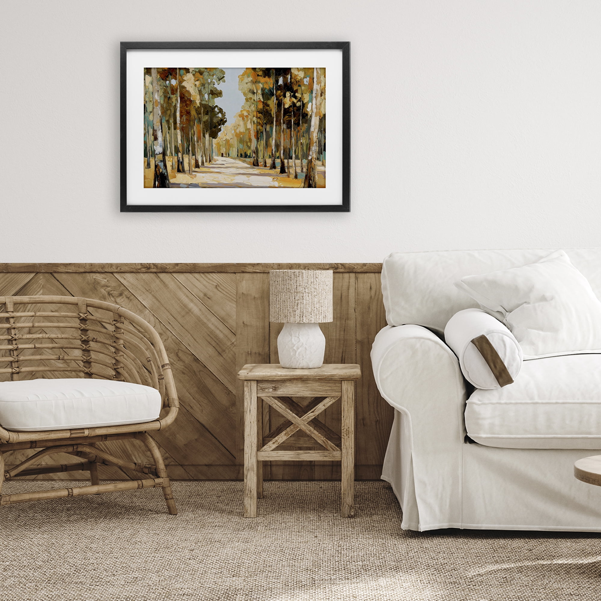 Stupell Industries Modern Impressionist Fall Forest Black Framed Print Under Glass, design by Gina Kelly