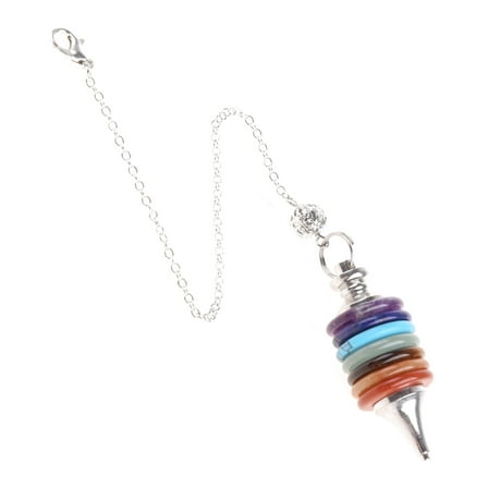 AOOOWER 7 Chakra Reiki Healing Crystal Pendulum Pendant for Dowsing Divination Balancing