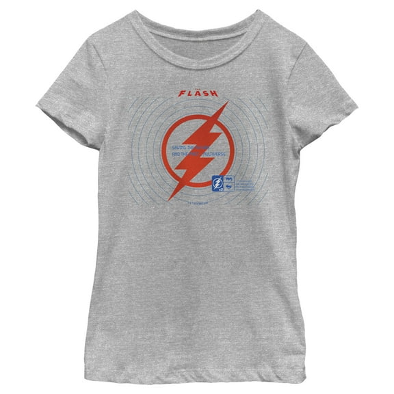 Girl's The Flash Saving the Future Red Lightning Bolt  Graphic Tee Athletic Heather Small