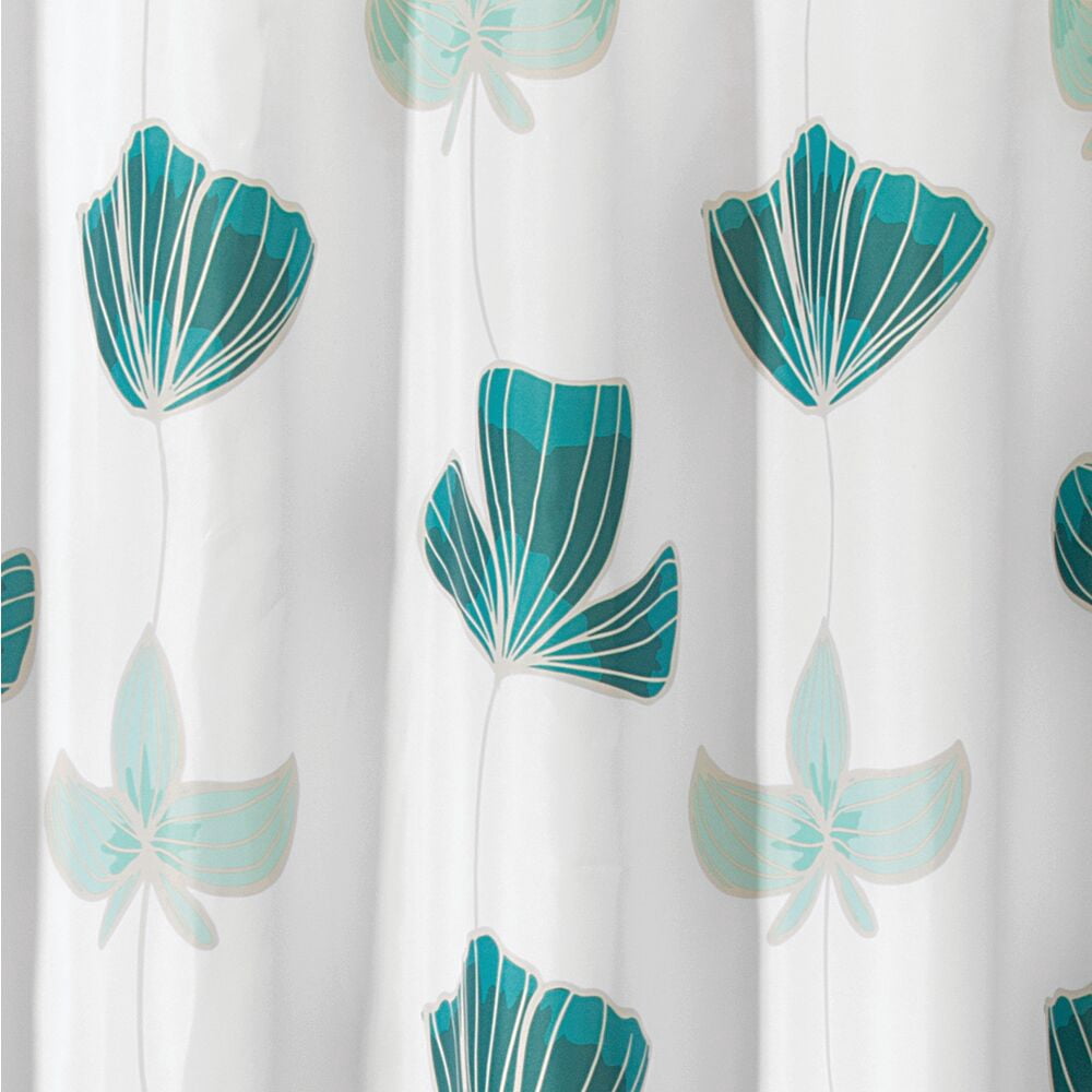 iDesign Floral Fabric Polyester Shower Curtain, 72" x 72" - Blue Green/Multi-Color