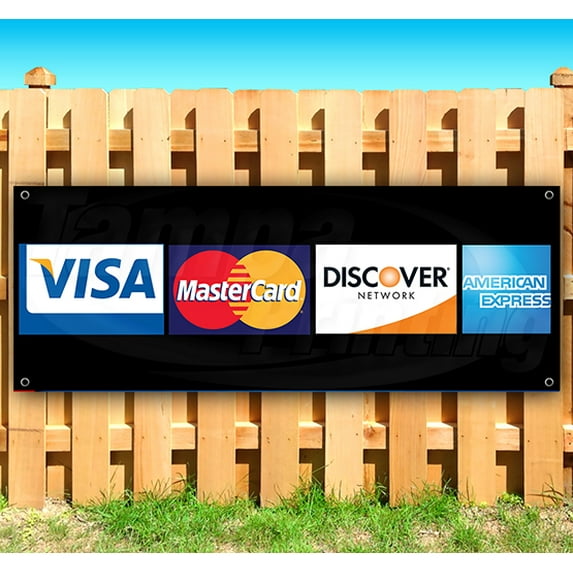 Credit Cards Logos 13 oz Vinyl Banner With Metal Grommets
