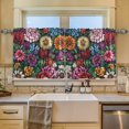 thumbnail image 2 of Yayeee Kitchen Curtains Tier Set of 2 Light Filtering 57"x24" Over Sink Window Panels, Vibrant Flowers Pattern, 2 of 7