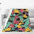 thumbnail image 1 of Fotbe Angry Shark Pattern Manta de Franela Acolchonada con Estampado, Súper Suave y Esponjosa, Extra Grande para Sofá, Cama, Uso Todo el Año-40"x30", 1 of 7