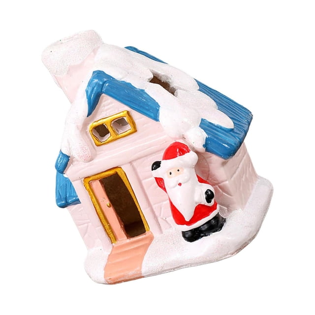 Maytalsory Resin Christmas Scene Snow House LED Decoration Desktop Village Set House Santa 1Set