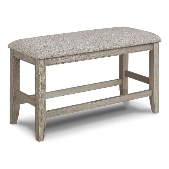 Filu Counter Height Dining Bench-40 Inch White Oak Wood-Light Gray