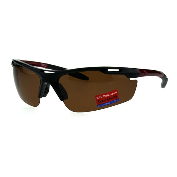 Polarized Antiglare Mens Runners Half Rim Sport Light Weight Sunglasses Black Burgundy Brown