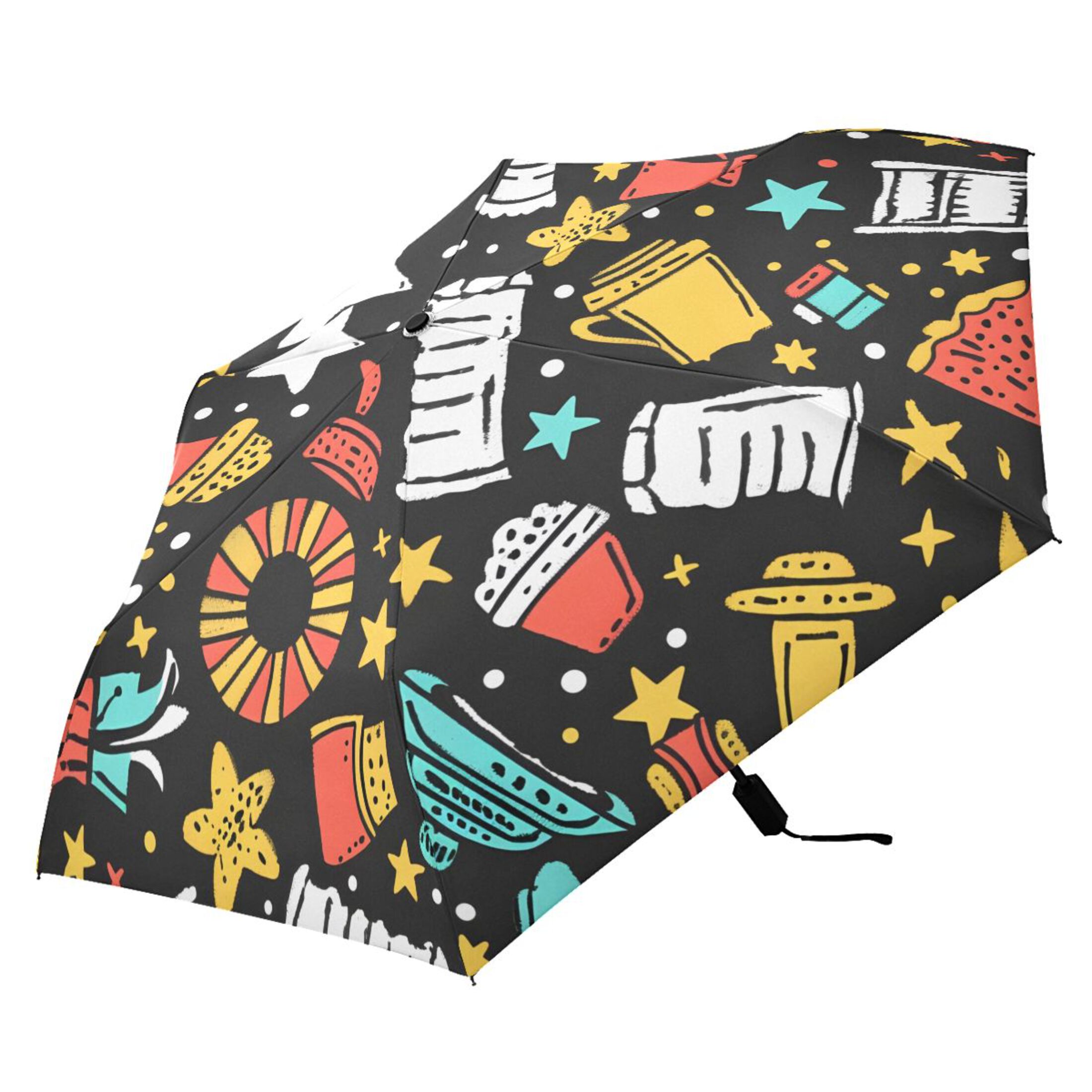 Cups Star Glasses Compact Sun Umbrella Windproof Travel Umbrellas for Rain Strong Portable UV Protection