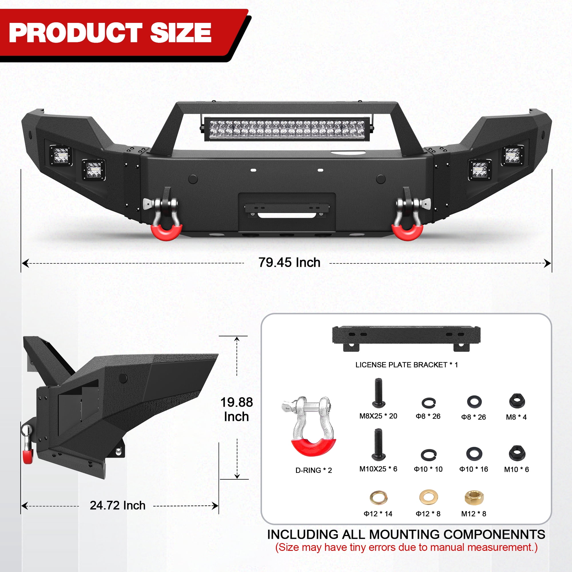 POFENZE Front Bumper Full Width for 2011-2016 Ford F250/F350/F450 Pickup