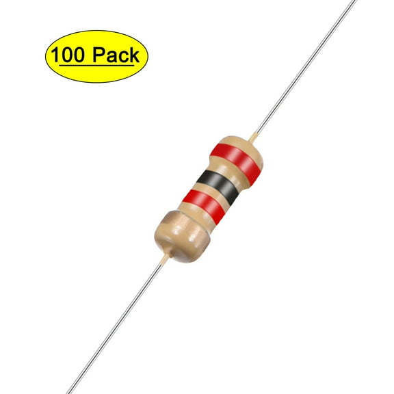 100Pcs Axial Carbon Film Resistors 2k Ohm 0.25W 5%Tolerances 4 Color Bands