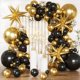 thumbnail image 1 of Negro y Oro Globos Guirnalda Arco Kit, Negro Oro Confeti Estrella Globos de Graduación Clase Decoraciones Fiesta de Cumpleaños Jubilación Prom Masquerade Decoraciones Aniversario, 1 of 4