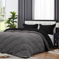 thumbnail image 4 of D.N.G. BEDDINGS 3 Piece Luxury Reversible Diamond Pattern Comforter Set Premium Super Soft, All Season 800 TC, 100% Egyptian Cotton Super King Size Dark Grey/Black Solid Color, 4 of 7