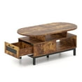 thumbnail image 2 of Topcobe 47 Inch Oval Coffee Table with Storage, Center Table for Living Room, Modern Furniture for Home-Open Compartments-Rustic Brown, 2 of 8