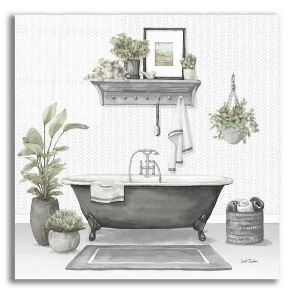 Epic Art 'Serene Bath 2 Gray' by Leslie Trimbach Acrylic Glass Wall Art, 12" x 12"
