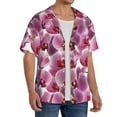 thumbnail image 4 of Xecao offers the Orchids Flowers for Men's Casual Short-sleeved Shirt, a button-up collared shirt with a pocket, perfect for beach vacations and yacht travel in the Large size., 4 of 7