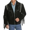 thumbnail image 1 of Bestzo  Veste en Cuir de Cowboy Western pour Hommes à Franges et à Bonned Noire, 1 of 3