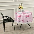 thumbnail image 7 of Dreamtimes Tablecloth Beautiful Tropical Pink Flamingo Round Tablecloths Washable Dust-Proof Polyester Lace Table Cover for Kitchen Dinner Wedding 60 Inch, 7 of 7