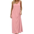 thumbnail image 2 of AHMOMEI Womens Nightgown Soft Sleeveless Wide Strap Sleepwear Casual Loose Full Slip Under Dress Summer Clothes Light pink XL, 2 of 8