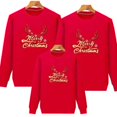 thumbnail image 2 of Conjuntos familiares a juego para Navidad 2024 Sudadera informal con cuello redondo Sudadera con capucha con estampado de ciervos de dibujos animados Ropa para mamá y yo Look familiar navideño, 2 of 4