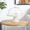 thumbnail image 2 of DecMode 12" x 12" Cream Mango Wood Floral Decorative Stand with Glass Dome, 1-Piece, 2 of 10