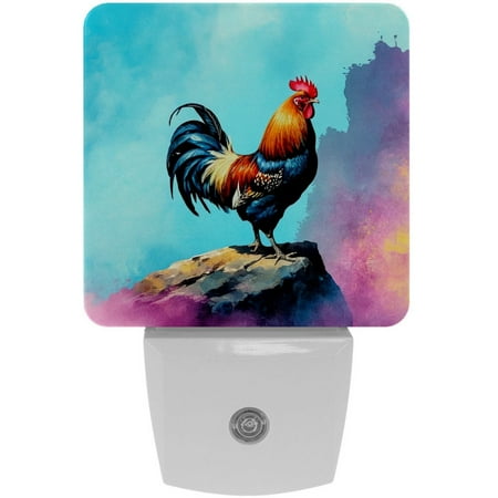 

Night Lights Plug Into Wall [2 Pack] Night Light for Kids LED Nightlight with Dusk to Dawn Sensor for Bathroom Decor Children Room Animal Painting Art Rooster
