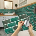 thumbnail image 2 of Tile Wall Stickers 12"x6" Green Brick Decals Kitchen Bathroom Tiles Decor Vinyl Peel and Stick 6 Pcs Set, 2 of 8
