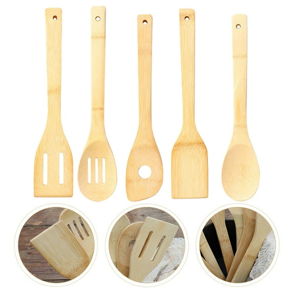 UPKOCH Premium Khaki Bamboo Nonstick Cookware Set for Kitchen Use, Cooking Tools, 5 Pieces