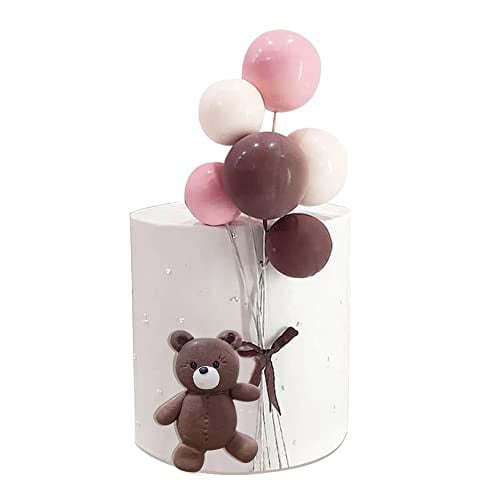 Brown 25 PCS Brown Bear Colorful Balloons Balls Cake Toppers for Birthday Baby Shower Decoration 