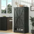 thumbnail image 3 of Casendy Pantry Cabinets with Adjustable Shelves and Drawer, Farmhouse Kitchen Pantry Storage Cabinet, Buffet Cupboards Sideboard for Kitchen, Dining Room, Living Room (Black, 16" D x 24" W x 47" H), 3 of 14