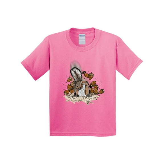 Inktastic Squirrel Superhero Landing with Acorns Youth T-Shirt